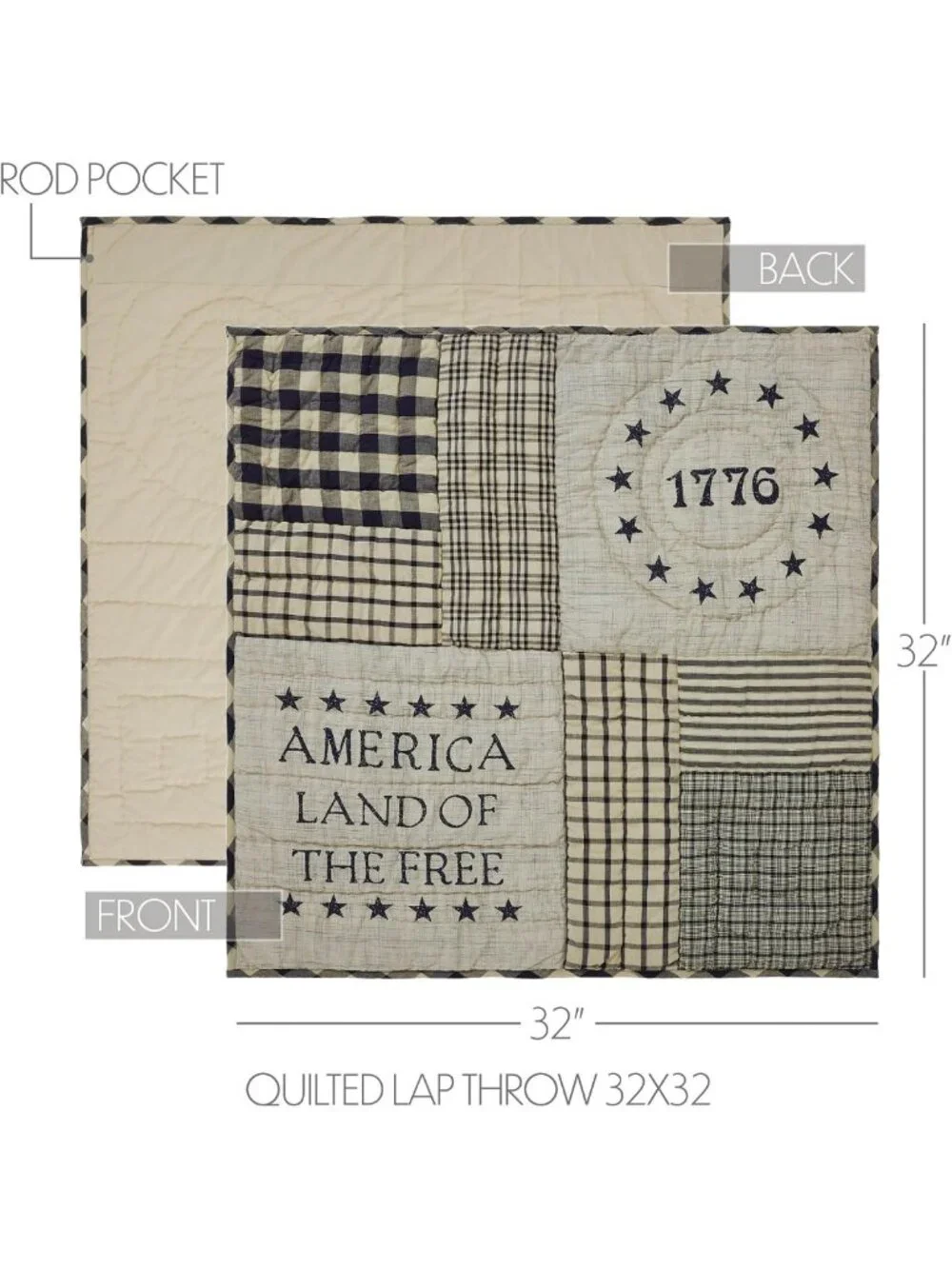 Cozy Cotton Quilted Lap Throw Blanket 32x32 | Country Decor for Bedroom & Living